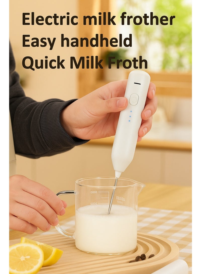 خفاق حليب ومضرب بيض كهربائي يدوي 3 سرعات، قابل للشحن عبر USB Type-C، طقم ملحقات متعدد مع حامل (عصا رغوة، مضرب سلك، قضيب خلط) للقهوة لاتيه كابتشينو ماتشا بروتين وبيض - Image 4